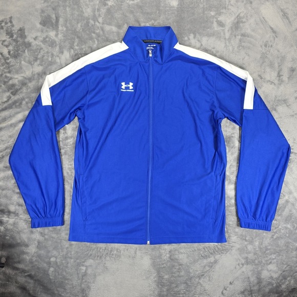 Under Armour Challenger Sweat Jacket Mens 2XL Blue Fitted Full Zip Wicking - Picture 1 of 9